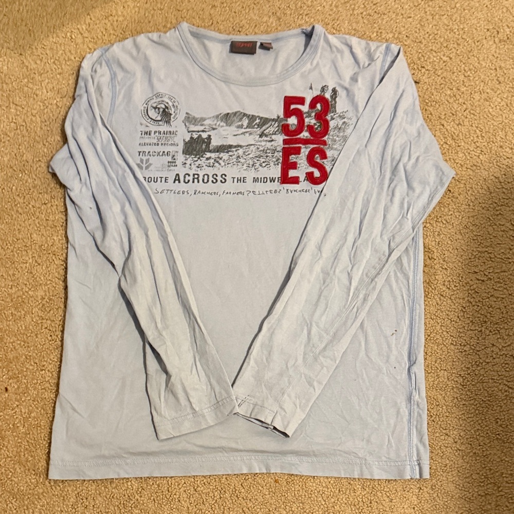 Esprit Light Blue Long Sleeve Tee with Red Graphic